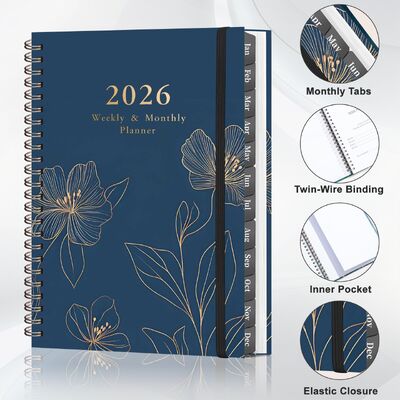 Hardcover Spiral Hardcover Notebook 100 Pages Durable Paper Spiral Bound Perfect for Note Taking and Planning