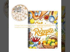 Тетрадь в твердом переплете со спиралью, винтажный рельефный дизайн, материал обложки - твердый переплет